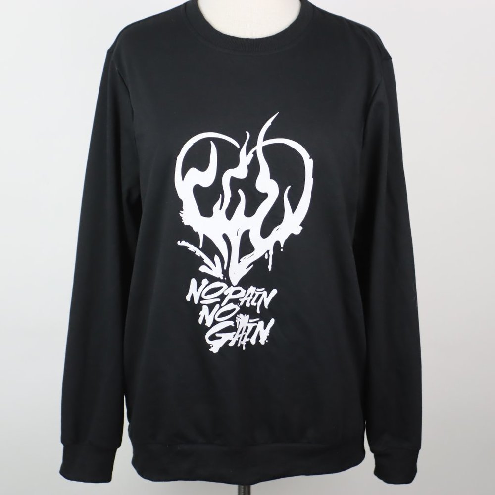 ROMWE Womens No Pain No Gain Grunge Sweatshirt MEDIUM